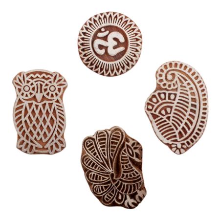 Set of 4 Piece New Mix Wooden Printing Block